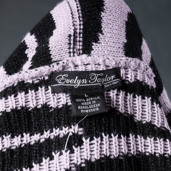 NWT Evelyn Taylor | Black & Light Purple Tiger Stripe Open Cardigan - Large - Picture 5 of 5